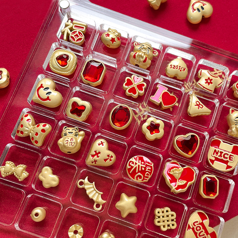 保色沙金珠子提溜铜合金串珠配件