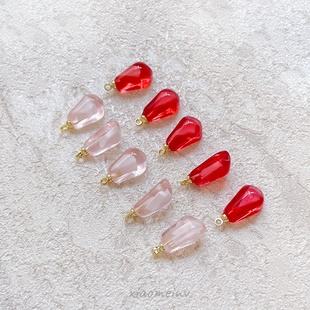 石榴粒果肉颗粒吊坠双色酒红树脂仿真吊坠diy手工作饰品耳环配件