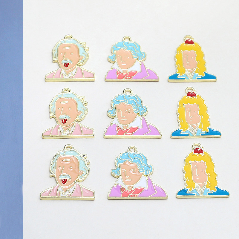 彩色卡通版人物合金滴油伟人吊坠diy手工饰品耳环项链配件材料