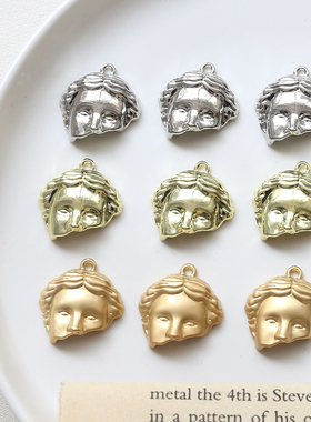 复古风英国人半张脸风格头像合金吊坠diy手工饰品耳环项链挂件