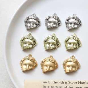 复古风英国人半张脸风格头像合金吊坠diy手工饰品耳环项链挂件