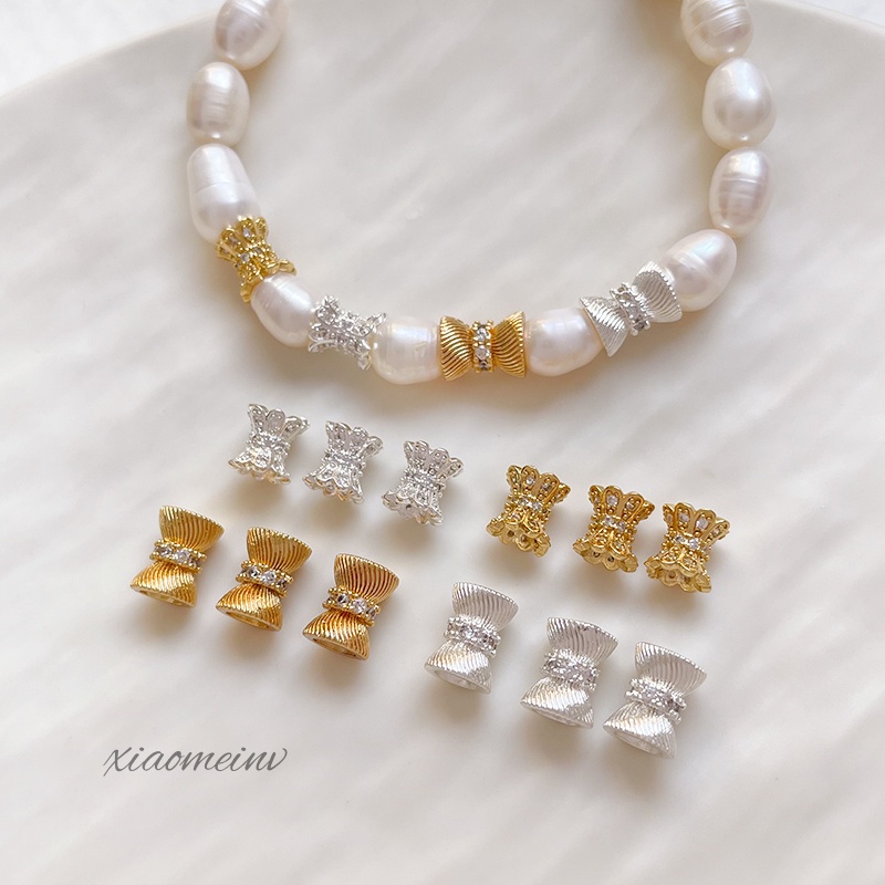 18k包金保色斜纹小蛮腰双头珠托