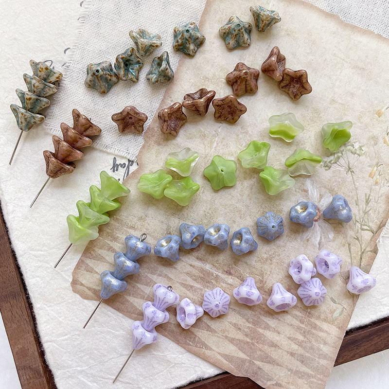 【喇叭花】进口琉璃捷克珠复古斑驳晕染莲雾diy手工串珠配件饰品