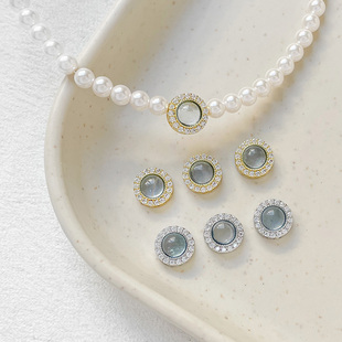 铜镀真金保色镶锆石海宝蓝隔珠diy手工饰品手链项链串珠配件材料