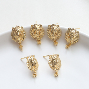 铜镀真金狮子头像珍珠插针款 阿飘精灵巴洛克配件diy手工自制材料