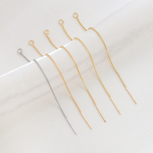 铜包金保色针式 耳链带挂耳线DIY手工饰品耳饰耳环配件