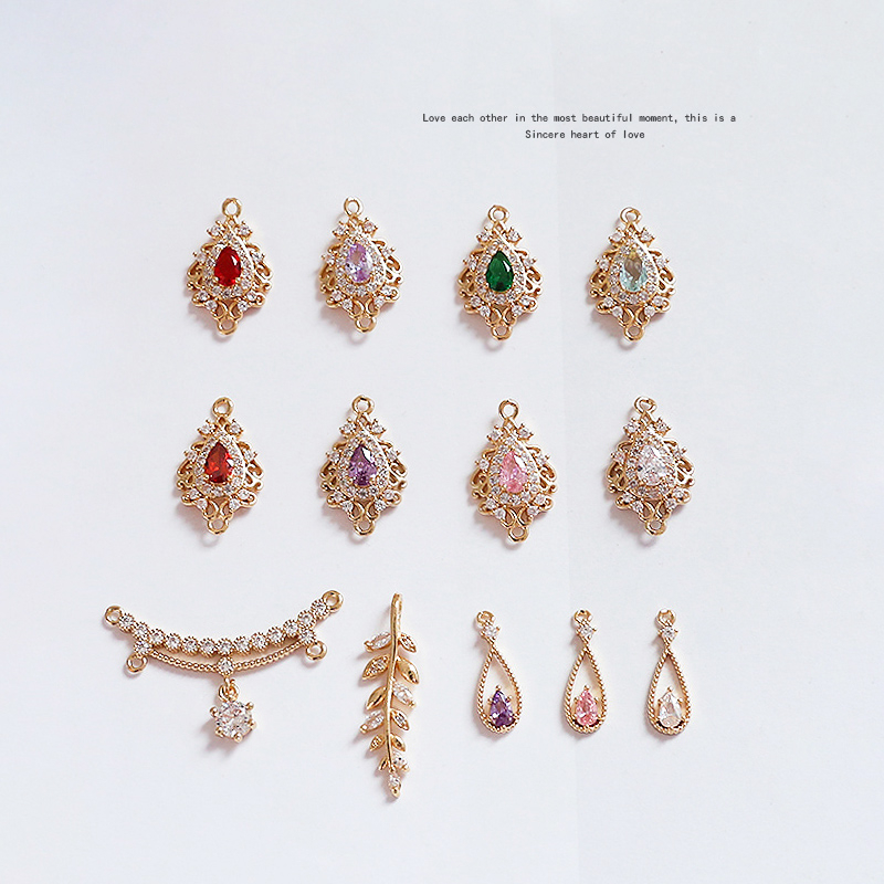 锆石镶钻水滴复古吊坠饰品材料