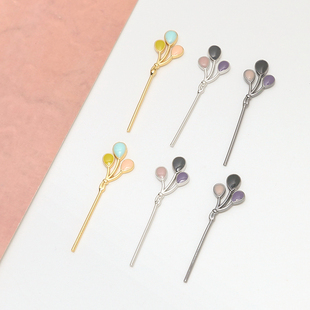 铜镀真金彩色气球阿飘手杖女巫精灵权杖diy饰品巴洛克珍珠配件