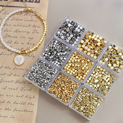 方珠切面骰子珠铜镀真金饰品配件