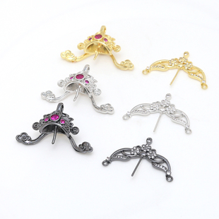 铜镀真金阿飘财神帽子精灵头冠diy手工饰品巴洛克珍珠插针材料