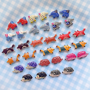 可爱【动物乐园】彩色狐狸刺猬双面大象串珠diy手工合金散珠手链