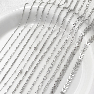 保色铜链白金色O链细链爱心麦穗链diy手链项链散链饰品配件材料