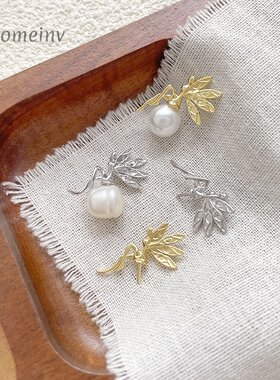 铜镀包金保色天使翅膀吊坠珍珠空托DIY手工手作挂坠饰品配件串饰