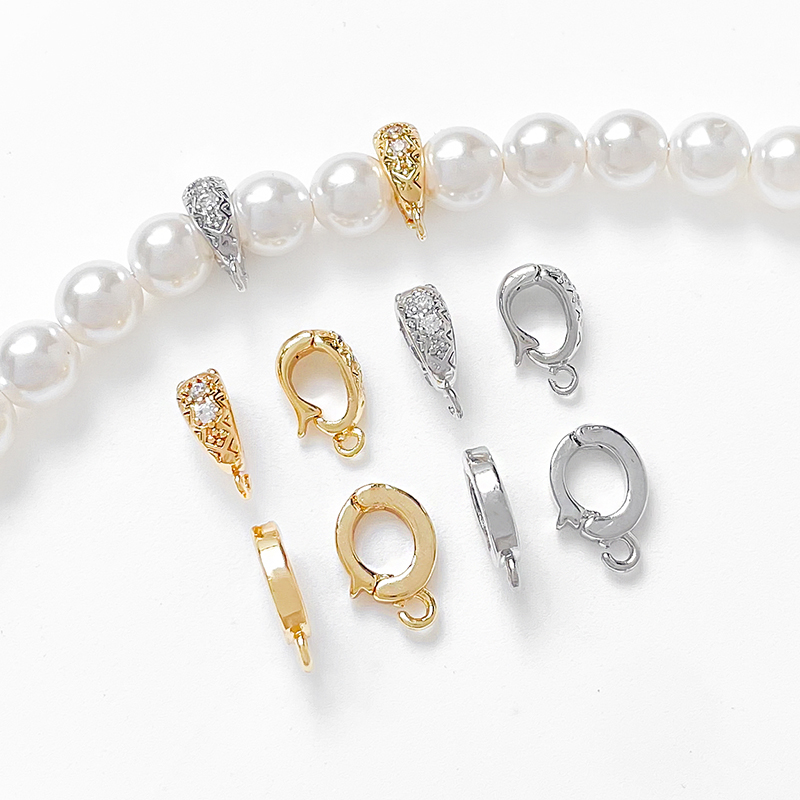 锆石18k金简约瓜子扣铜包金配件