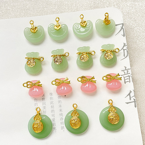 清冷感平安扣相思扣琉璃饰品配件