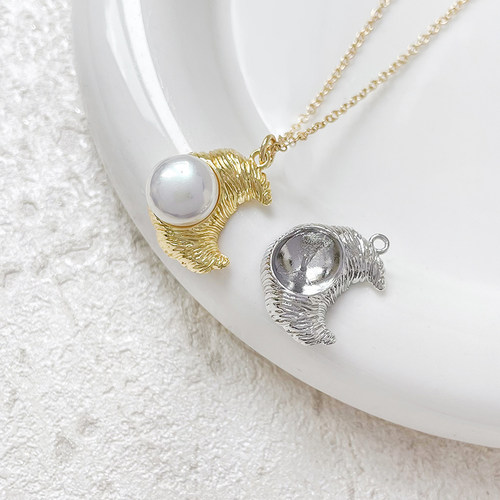 铜镀真金强保色巴洛克馒头珠子牛角包吊坠diy手工项坠配件材料