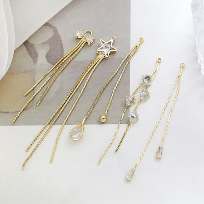 锆石流苏吊坠铜包金饰品配件