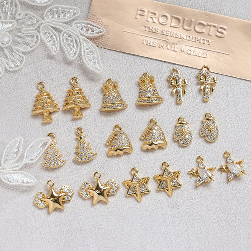 冬日圣诞系列吊坠铜镀真金配件