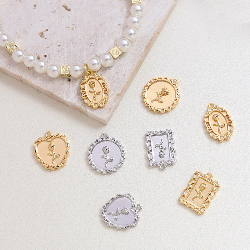 复古法式吊牌铜镀真金饰品配件