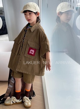 波拉波拉LAKUER拉酷儿MC65019潮酷短袖衬衣外套童装实体店现货