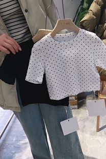 拉酷儿LAKUER品牌童装实体店断码捡漏女生短款修身短袖T恤LMC2226