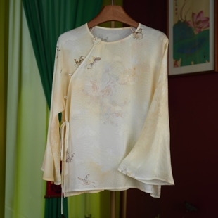 【闲庭序】张国权桑蚕丝蝴蝶斜襟上衣外套新中式国风