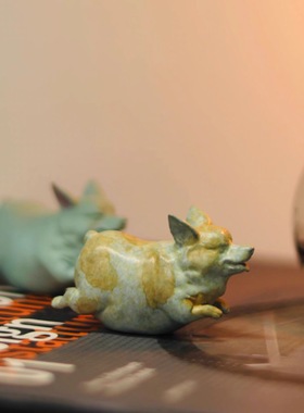 四喜器物全铜十二生肖小狗桌面摆件汪星人柯基礼品吉祥物