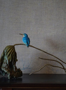 典藏款｜四喜器物原创青铜艺术品青影残荷翠鸟水系高端家居摆件