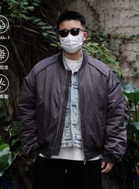TINGOPLANET2025冬季新款男士MA-1飞行夹克金属尼龙棉服外套短款