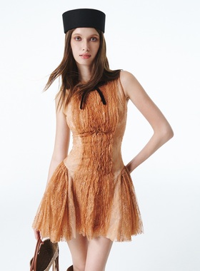 越南小众品牌ONONMM 2025年秋季新款活力元气橙色无袖连衣裙