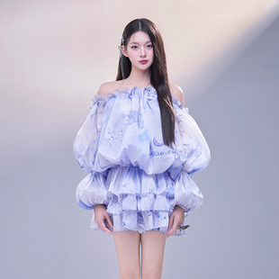 温柔甜美蓝色飘带度假套装 越南LAM 新款 KHUE 裙 2024年夏季