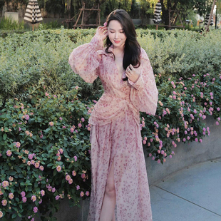 越南小众DARLING DIVA 2025年春季新款温柔春日粉色碎花连衣裙