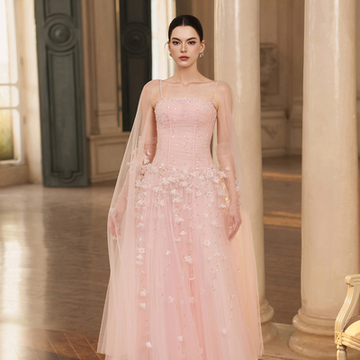 越南JOSEPHINE 2025年夏季新款精致感细钻立体花朵吊带裙