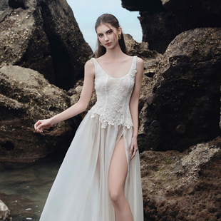 越南小众DARLING DIVA 2025年春季新款白色立体肌理感长裙