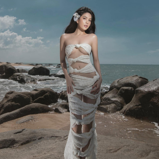 纯欲高颜值纽结式 越南小众品牌BAD 新款 2024冬季 设计长裙 BISS