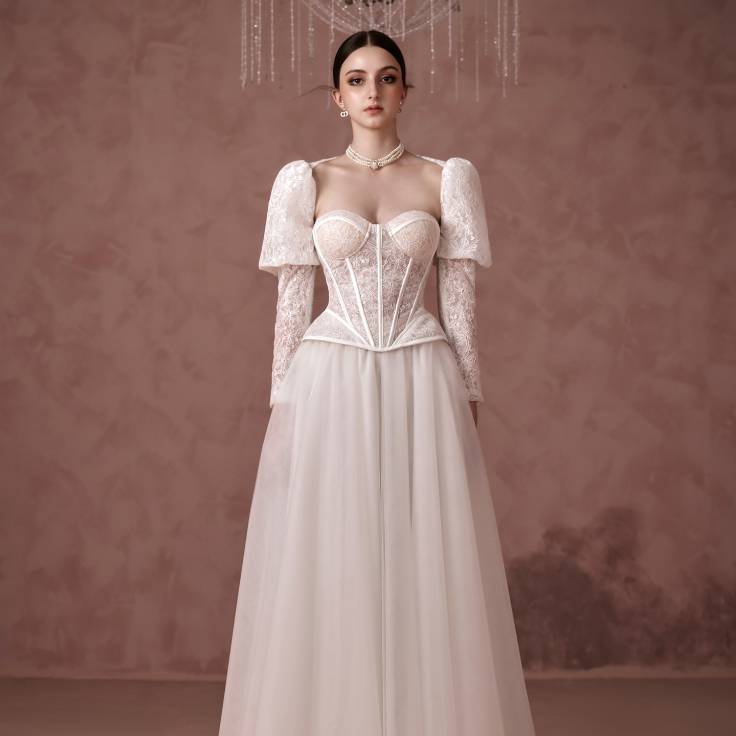 越南小众品牌SISSY 2025年夏季新款精致繁复蕾丝鱼骨薄纱套装