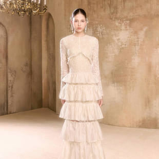 端庄白色蕾丝高层次蛋糕裙 新款 越南小众品牌ARTI 2026年春季