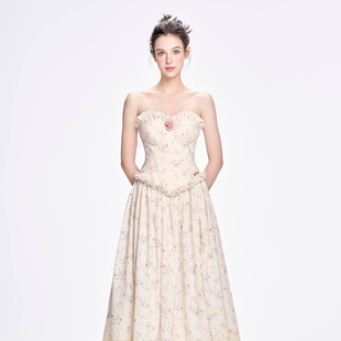 新款 2024夏季 温柔碎花三角收腰抹胸裙 ANGE 越南小众品牌BEL