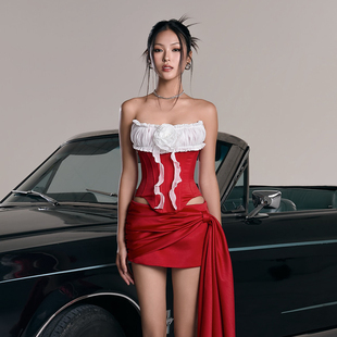 越南小众品牌LANECI 2025年春季新款爱豆打歌服红白套装裙