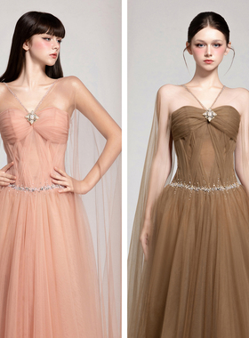 越南小众品牌CHOU PHAN 2025年秋季新款精致朦胧感高腰长裙