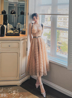 越南小众LA REINE 2023新年新款时尚红毯c位裙高挑显瘦显气质