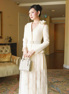 越南小众DARLING DIVA 2025年秋季新款名媛风收腰外套+蕾丝半裙