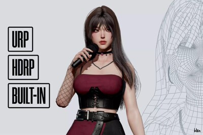 Unity可爱亚洲换装女孩跳舞唱歌角色U3D模型素材K-POP SERIES Ryu