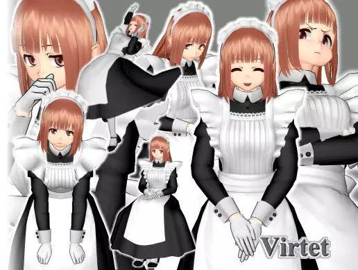 Unity日系卡通动漫美少女二次元女仆人物角色模型Toon Maid Model