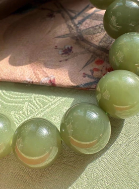 天然和田玉手串女款碧玉猫眼单圈手串圆珠手链女生高级感青黄口12