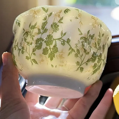 铃兰花开4.5英寸高温釉下彩碗