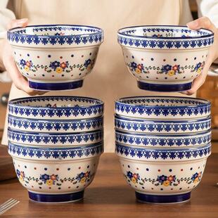 罗尔非蓝调4.5英寸叠韵碗釉下彩高档餐具饭碗釉下彩