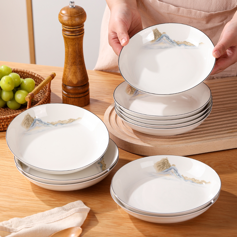 山海瑶8英寸圆盘6个装陶瓷釉下彩