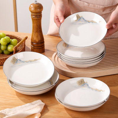 山海瑶8英寸圆盘6个装陶瓷釉下彩