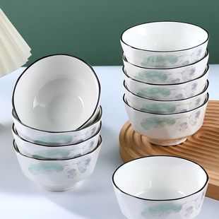 墨荷4.5英寸米饭碗高温陶瓷釉下彩简约风饭碗家用碗吃饭碗